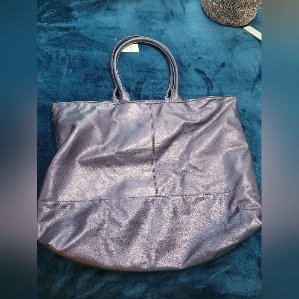 Saks Fifth Avenue Metallic Purple Tote Bag